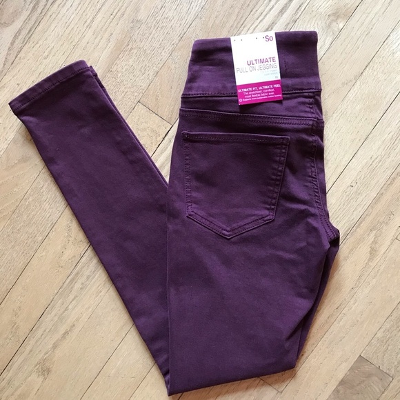 SO Jeggings NEW Womens XS Extra Small Maroon Super Stretch Skinny Mid Rise - Picture 4 of 12